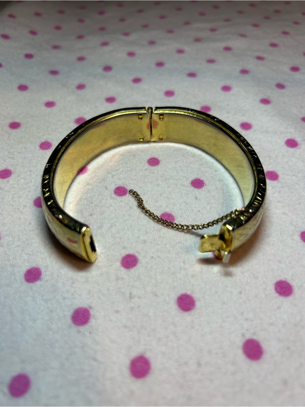 Gold-Tone Etched Hinged Bangle Bracelet - Picture 4 of 4
